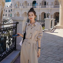 2024 Classic Khaki Long Sleeve Workwear Lace Up Single Breasted Loose Simple High Waist Jumpsuit for Women
