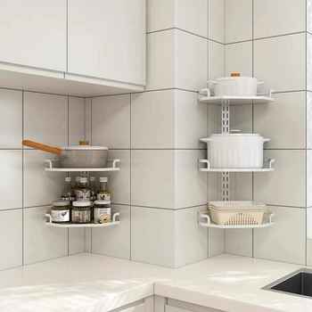 Wall-mounted wall corner pot rack without punching and powerful adhesive kitchen household storage pot rack storage rack