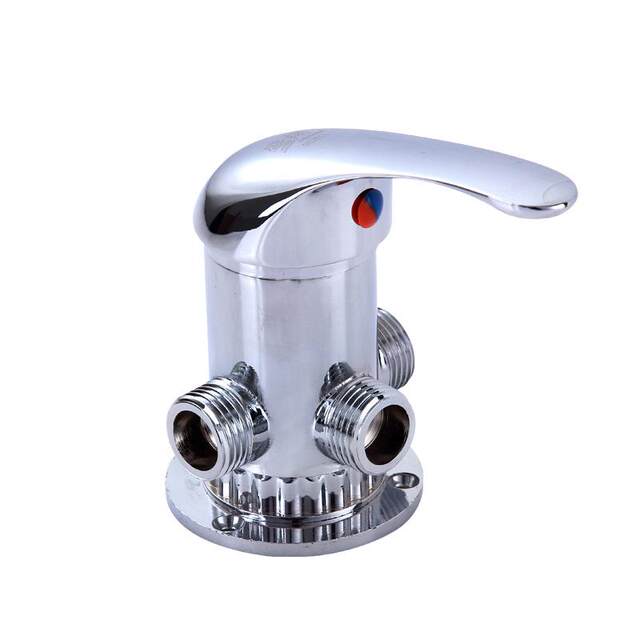 Real shot of original Huangming Solar old-fashioned pure copper water mixing valve hot and cold water regulating valve with water function