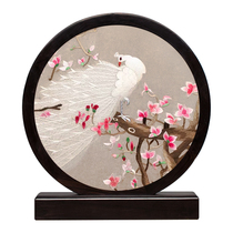 Suzhou embroidery pure hand embroidery purple sandalwood double-sided embroidery ornament White Phoenix creative Chinese style craft ornament