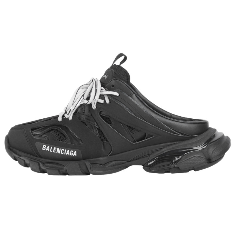 Balenciaga Track Clogs with Thick Rubber Sole, Men's Style, Black and White