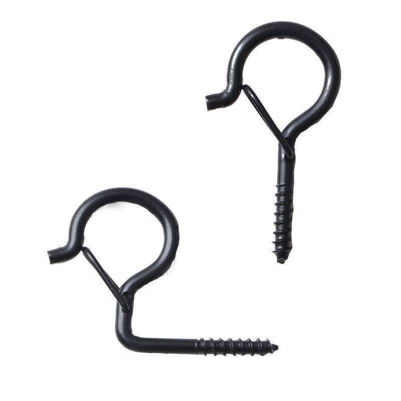 Black Christmas Light Hooks, Sheep's Eye Hooks, Horizontal and Vertical Electrophoresis Ceiling Hooks, 40-Piece Set