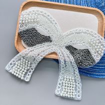 Heavy industry hot rhinestone bow patch stickers handmade clothing shoes and hats hole patching rhinestone cloth patch embroidery hole patching patch accessories manufacturer