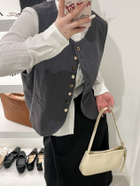 Sumachi 24 Spring New Commuting Literary Washed Wrinkled Vest Solid Color Cotton and Linen Stacked Linen Vest Small Vest