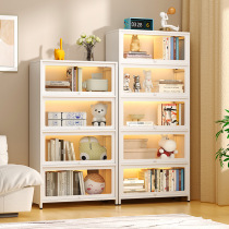 Household steel bookshelf with glass door childrens dustproof bookcase living room storage cabinet storage cabinet wrought iron storage shelf