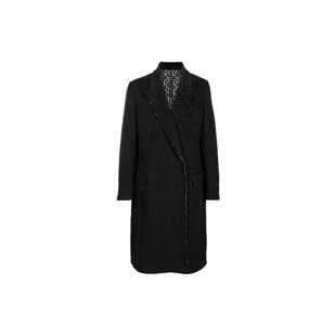 男款 FENDI 大衣 纯色两面反面Logo满印中长款 黑色 FW22