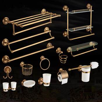 Sashuang bathroom copper towel rack towel rack european antique twist towel rack antique towel ring toilet brush