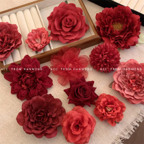 Retro temperament red rose hairpin collection hairpin super fairy internet celebrity atmosphere flower side clip bangs clip for women
