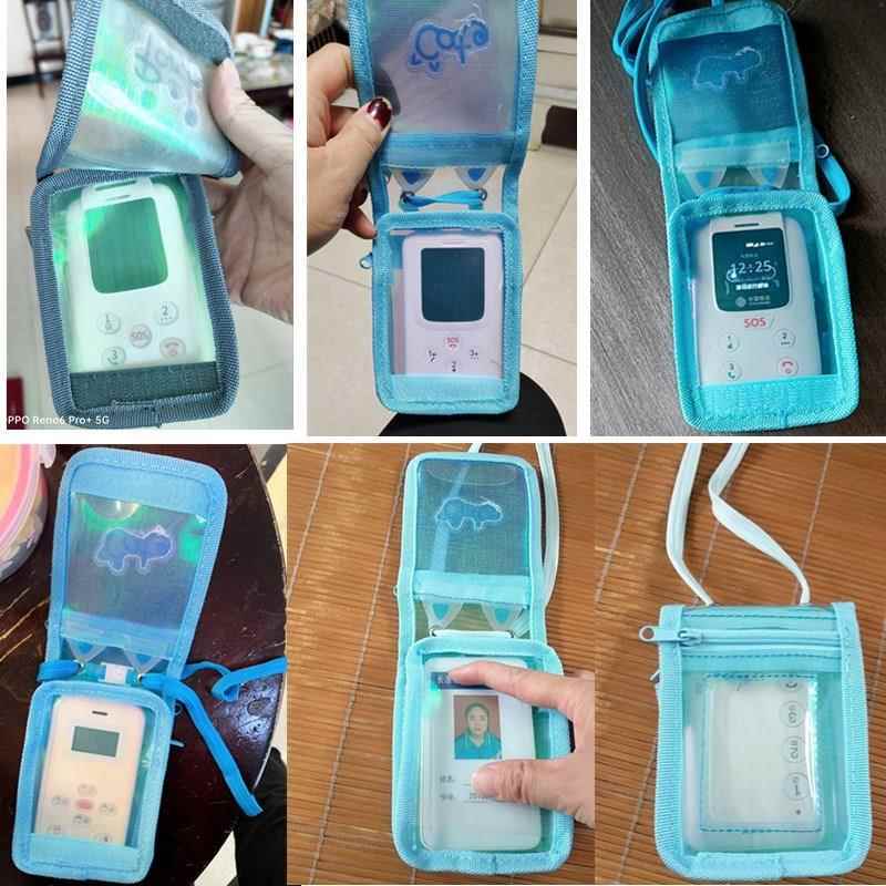 Thickened Electronic Phone Card Holder for Primary School Students, School Communication Card and Bus Card Protective Cover, Creative Neck-Hanging Coin and Key Pouch