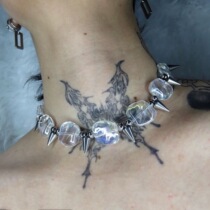 Punk dark hot girl hip-hop splicing rivet thorn clavicle chain choker necklace niche design necklace for men and women