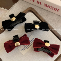 New Years red velvet bow hair clip for women with cute bangs side clip and back head hair clip versatile top clip