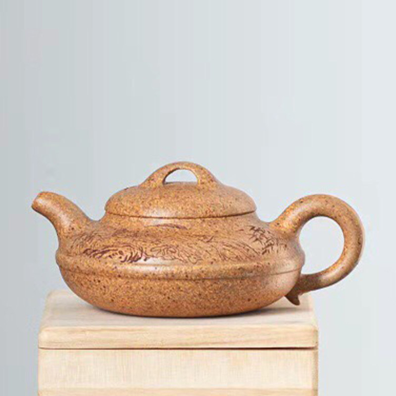 Zhengzong Yixing Purple Sand Pot power Tafia Teacher Zhu Teacher Line Round original mine Special high temperature gold section about 175cc 7 holes