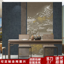 New Chinese style landscape Chinese painting wallpaper living room bedroom sofa TV background wall wallpaper classical tea room mural decoration