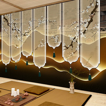 New Chinese style flower and bird wall cloth ancient style landscape mural live broadcast background wallpaper health center wallpaper tea room sofa wall cloth