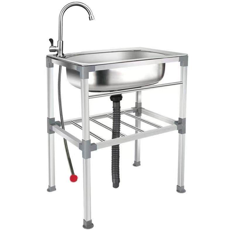Cross-Border Manufacturers Supply Stainless Steel Dishwashing Basin with Single Sink and Stand, Washbasin with Bowl Sink and Single Basin Stand, Large Stock Available