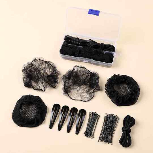 Black invisible hair net, flight attendant and stewardess professional net bag, children's ball hair net, dance student's special coiled hair, ancient style