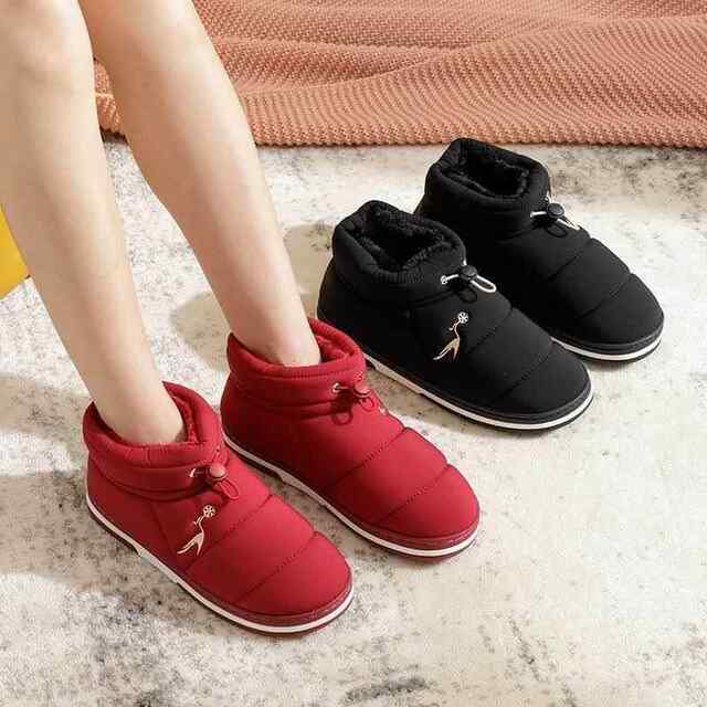 Cotton slippers for women in winter with velvet thickened and warm indoor non-slip thick sole home use down cotton shoes for men to wear outside