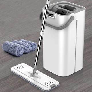 Mop Bucket 2024 New Model, Hands-Free, No Need to Wash, Flat Mop for Home Use, One-Step Cleaning