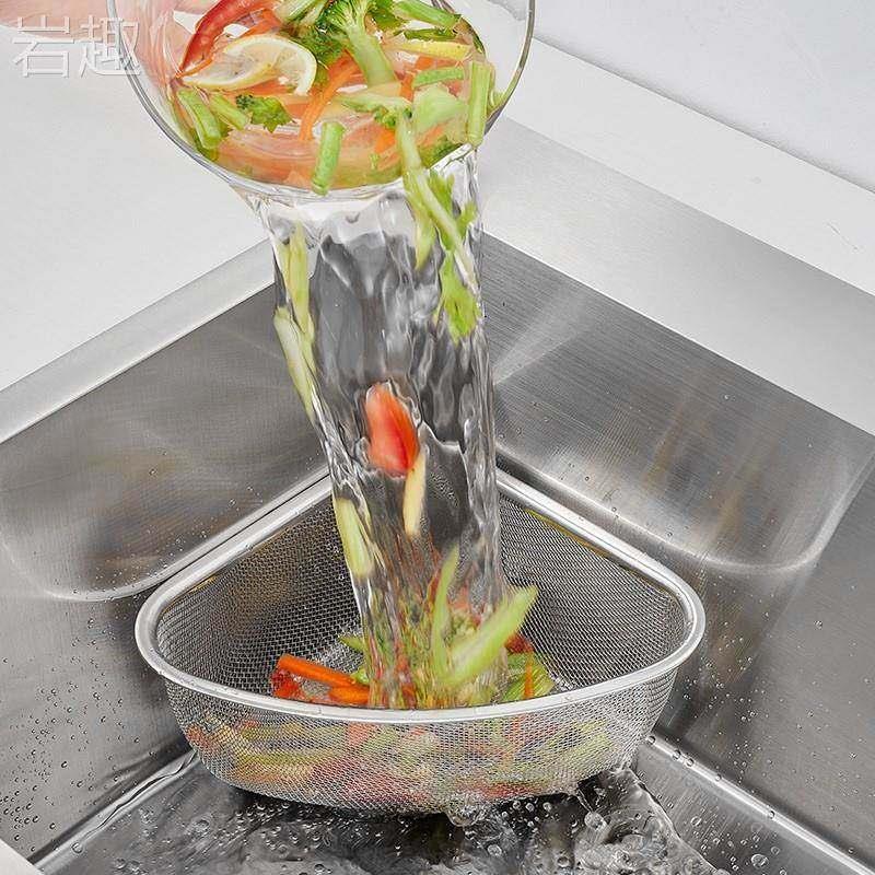 Kitchen Sink Triangular Drain Basket Food Waste Bin Leftover Food Container Sink Residue Filter Basket