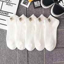 Zhuji Socks Mens Spring and Summer Mens Deodorant White Boat Socks New Black Trend Versatile Boys Socks Sports Socks