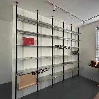 Black aluminum profile brushed stainless steel shelf floor-standing multi-layer display storage rack hole plate storage rack