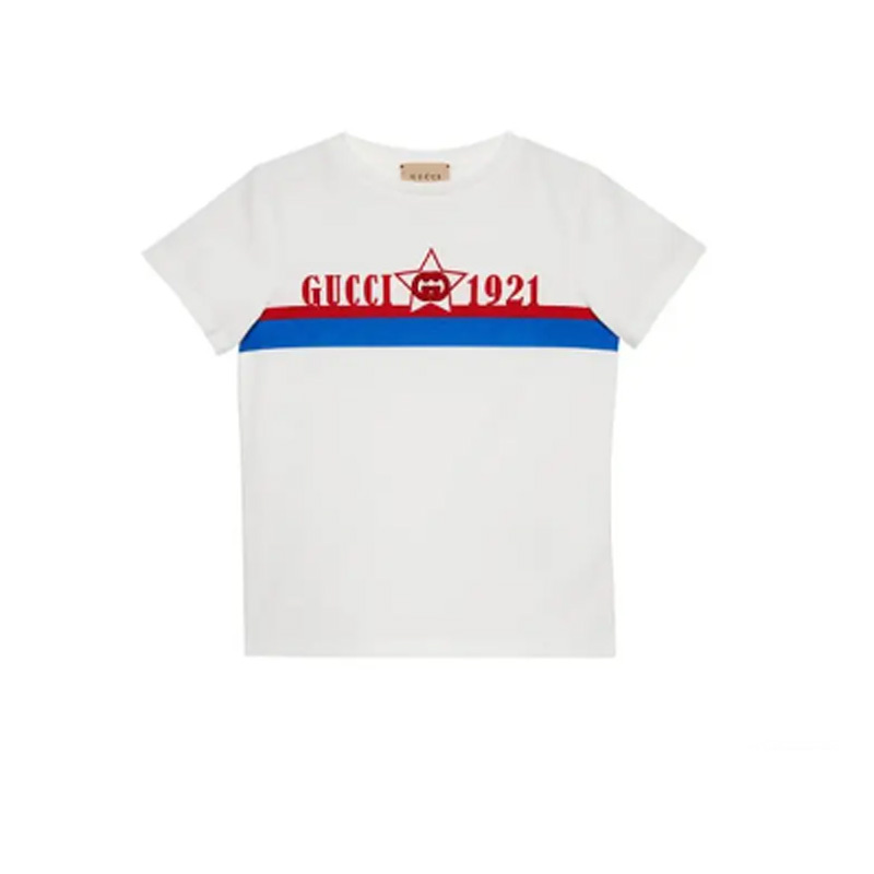 9.9 New and Unused Gucci/Gucci Children's Letter Star Print Round Neck Logo Short-Sleeved T-Shirt 12A
