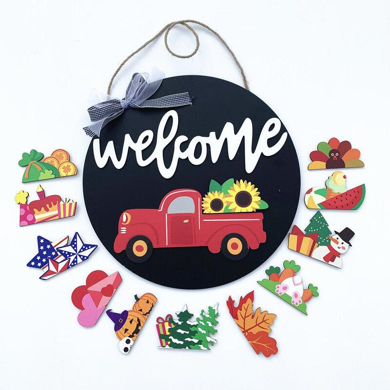 Welcome Wreath Wooden Sign Front Porch Country Door Hook Welcome Wooden Decorative Craft Door Hanging Decoration Welcome Wreath Wooden Sign Front Porch Country Door Hook Welcome Wooden Decorative Craft Door Hanging Decoration
