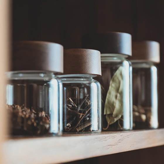 压旋盖螺纹密封罐咖啡豆保存罐相思木盖玻璃瓶储物罐杂粮收纳罐