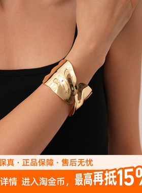 kaitin jewelry金色不规则开口宽边铁质女款手镯腕部配饰