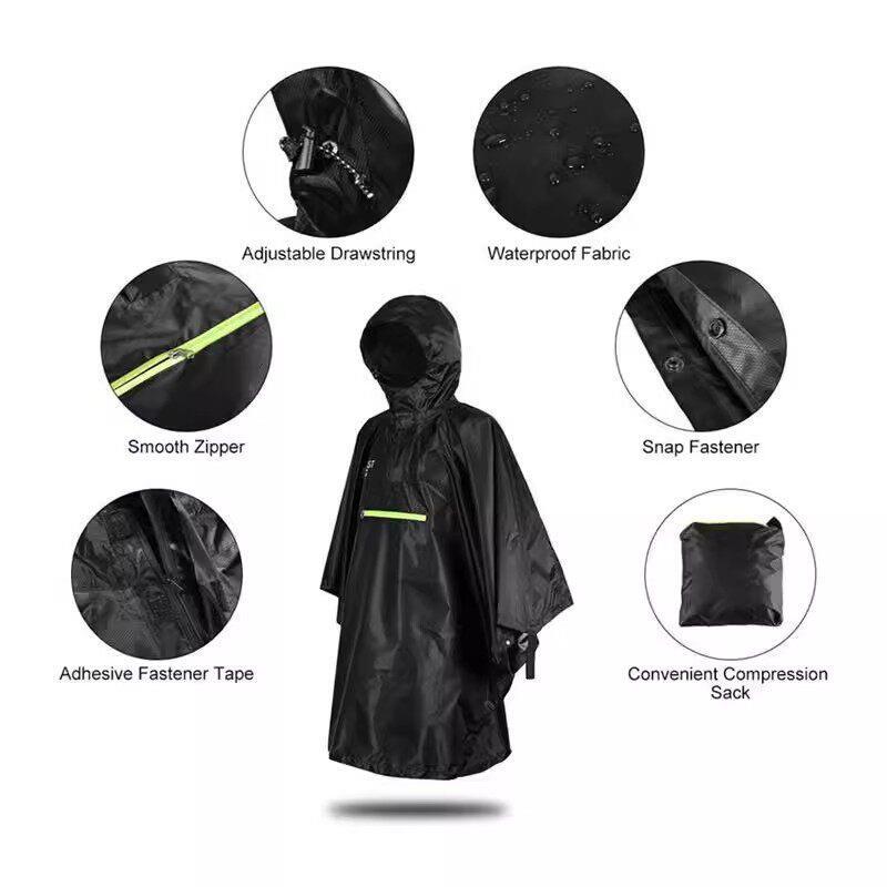 Amazon Outdoor Poncho Raincoat for Camping, Hiking, Cycling, Polyester Taffeta Camping One-Piece Raincoat, Rain Cover