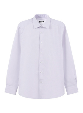 Zegna SS24 纯色单排扣休闲长袖衬衫 男款 淡紫色