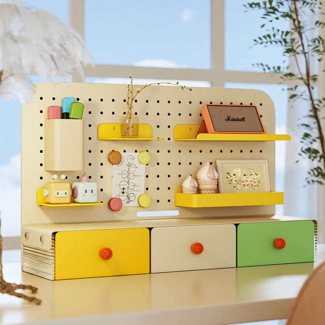 Office desktop storage creative hole board desk storage rack dormitory storage box station renovation and sorting tool