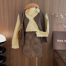 Leather Vest Womens Fashion Brown Double-breasted PU Cardigan Womens Autumn Style Retro Black Sleeveless Jacket Vest