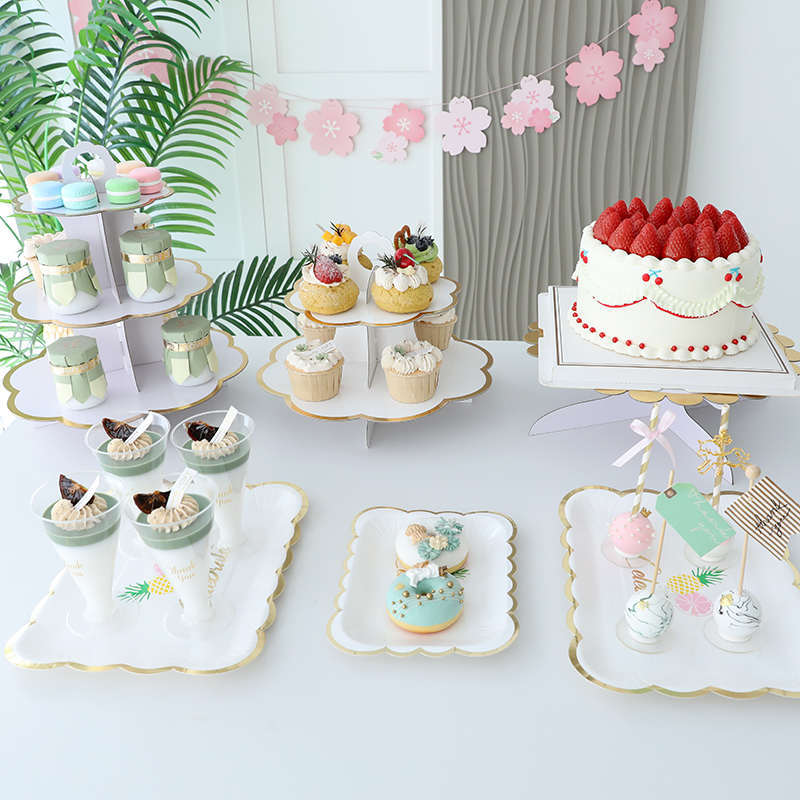 Dessert Table Decoration Display Stand Children's Birthday Setup Party Decoration Disposable Plates Cake Stand