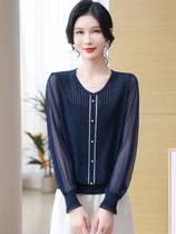 Short knitted sweater tops for women early spring hollow long-sleeved womens clothing 2024 spring new style foreign style inner bottoming shirt