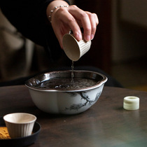 Pure hand-painted pine pot with ceramic Kung Fu tea set crabapple-shaped dry bubble tray handmade copper plate pot holder water storage tea table