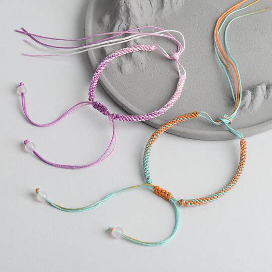 No. 72 Jade Thread Hand-Woven Semi-Finished Bracelet Dragon Boat Festival Gradient Colorful Hand Rope Pendant Lanyard DIY Material