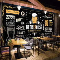 Bar craft beer house decoration wallpaper creative barbecue shop background wall decoration mural Korean barbecue wallpaper