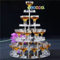 Четырехслойная раунда окружности шампанского башня+30 толстых чашек