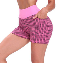 Été européen et américain Été levant levant poches de hanche Bubble Cellular Yoga Shorts 30% Pants Sports Fitness Running Suit Women