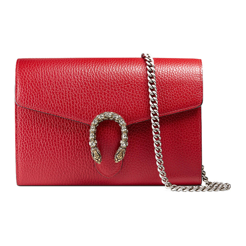 9.5 New Gucci/Gucci Dionysus Leather Red Women's Mini Shoulder Crossbody Wallet