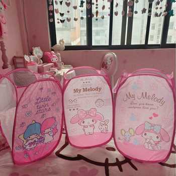 Fashionable and creative cute cartoon foldable dirty clothes storage basket dirty clothes basket dirty clothes bucket mesh toy storage basket