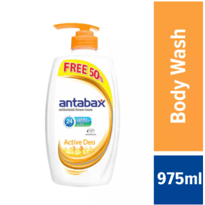 Antabax Active Deo Antibacterial Shower Cream 650ml + Free 50% (975ml)