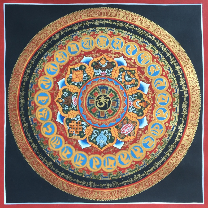 Pure Hand Painted Donka Six Words True Words High 40cm Comprehends Episode of Nepal Donka Art Painter TT63