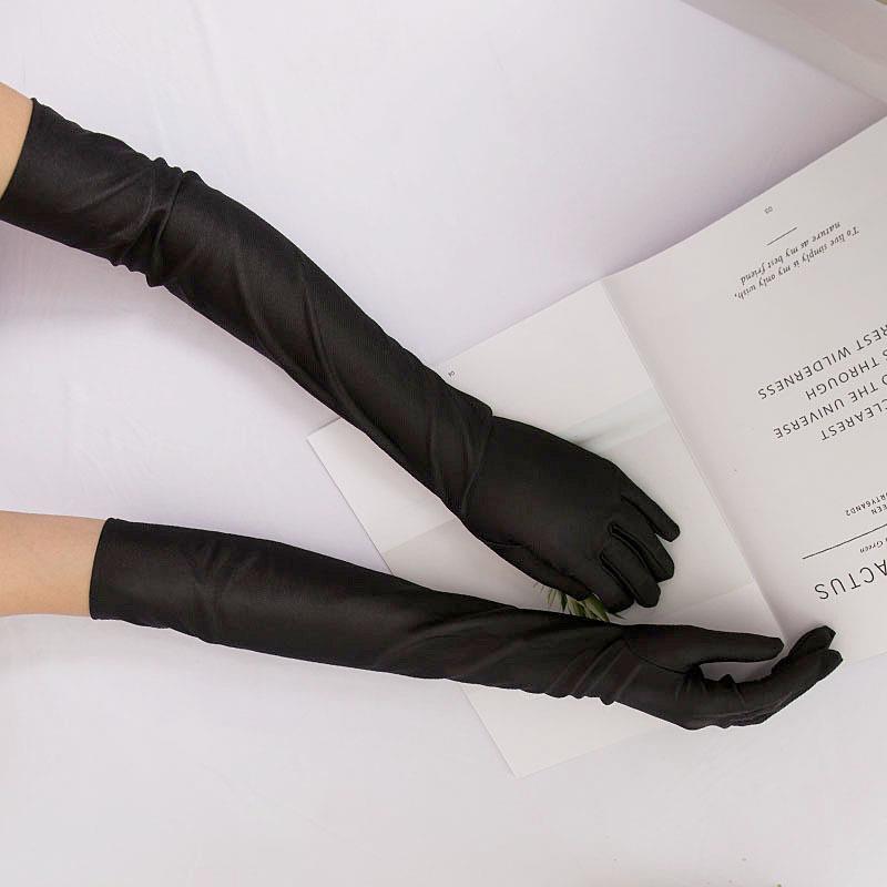 Formal Black Gloves, Vintage Hepburn Style, Thin Long Sleeves, Satin, High-End Feel, Suitable for Wedding Dresses and Cheongsam, Spring and Autumn Trend Formal Black Gloves, Vintage Hepburn Style, Thin Long Sleeves, Satin, High-End Feel, Suitable for Wedding Dresses and Cheongsam, Spring and Autumn Trend