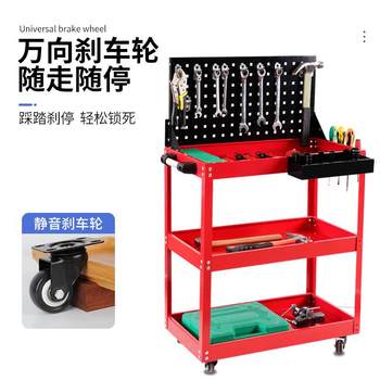 博临五金工具车三层转向刹车轮手推车零件车汽修收纳工具车
