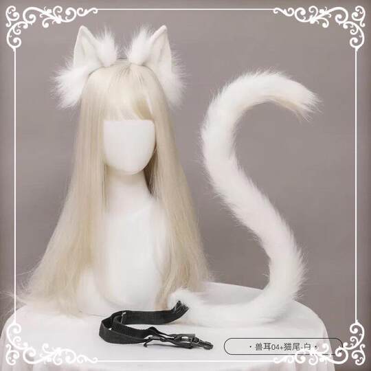Cosplay fox ears hair accessories fox tail set handmade fox girl animal ears headband animal tail cat ear headdress