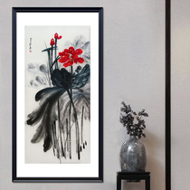 Embroidery pure handmade Suzhou embroidery Zhang Daqian Lotus living room entrance decoration hanging painting handicraft collection gift