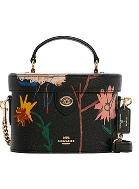 9.8新Coach/蔻驰xBasquiat联名Kay20PVC黑色女款小号斜挎包