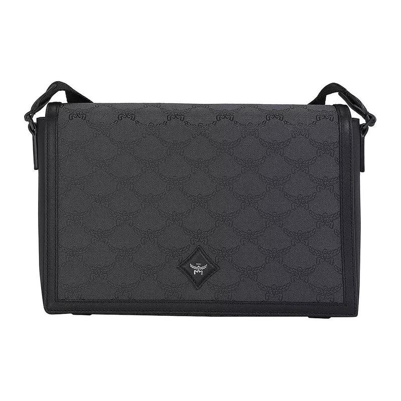 Mcm Lauretos Monogram Print Jacquard with Leather Trim Messenger Bag Shoulder Crossbody Bag Mcm Lauretos Monogram Print Jacquard with Leather Trim Messenger Bag Shoulder Crossbody Bag